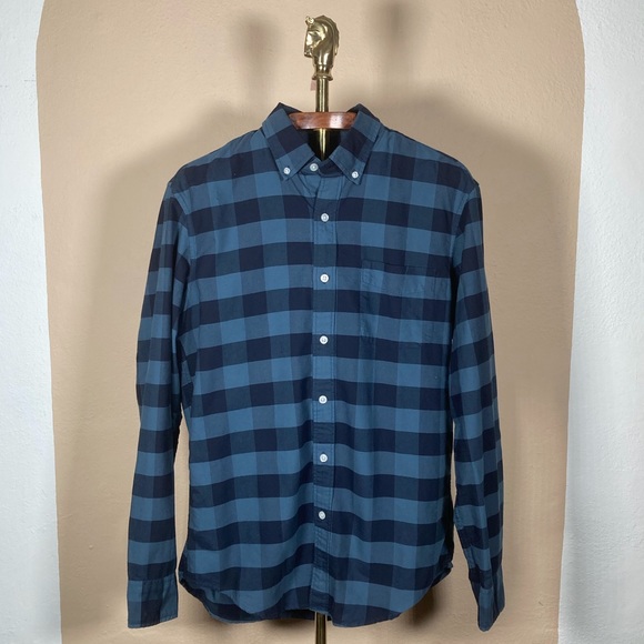 J. Crew Other - J. Crew Flex Oxford Blue Buffalo Plaid Button Up